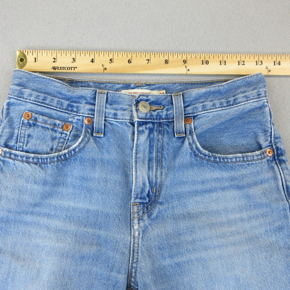 Levi's Low Pro Straight Jeans Women W24 Light Blue Wash Denim 100% Cotton - Picture 7 of 11